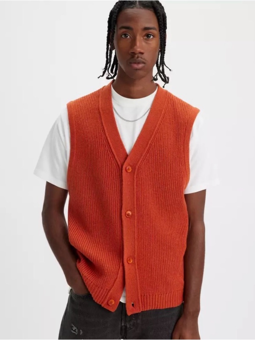 Levi's Ribbed Rincon Button Sweater Vest in Deep Orange - Unisex